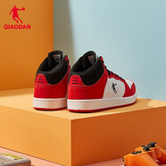 喬丹QIAODAN板鞋男季新款加絨保暖空軍高幫休閑鞋鞋棉 白色極光紅 44.5