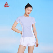 匹克泳衣女士分體平角短袖兩件套大碼遮肚顯瘦海邊溫泉泳裝04藍L