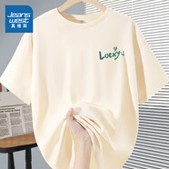 真維斯（Jeanswest）純棉短袖t恤女2025新款夏季小個(gè)子薄荷綠色女款半袖打底衫上衣JR 杏8170 L 170/92A/L