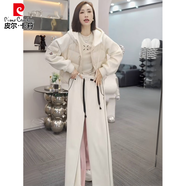 皮爾卡丹（pierre cardin）2025秋冬搭配一整套女歐貨洋氣連帽羽絨棉服上衣休閑褲三件套 杏色外套+上衣+褲子三件套 L (112-125)