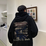 淘茲朗官方聯(lián)名華棉衛(wèi)衣美式高街重磅男女潮春夏2025新款連帽情侶款帽衫 黑色【加絨加厚】 M 建議【85-105斤】