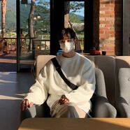 POUM韓系毛衣男慵懶風(fēng)秋冬季英倫小領(lǐng)口打底針織衫高級感大衣內搭長(cháng)袖 BSFS-6305白色 M