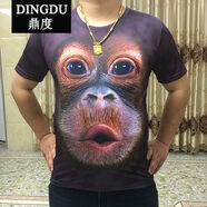 搞笑大猩猩短袖男夏季個(gè)性惡搞3D動(dòng)物猴子短t恤大碼衣服半截袖衫 大猩猩短袖(棕色) S