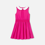 JACADI亞卡迪女大童撞色娃娃領(lǐng)連衣裙24夏無(wú)袖公主裙2037173 粉色881 104 4A