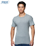 宜而爽打底衫男士純棉老頭衫短袖T恤中老年半截袖羅紋汗衫圓領(lǐng)全棉薄款