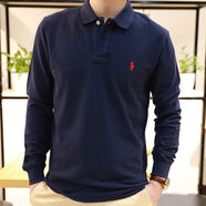 FAME RALPH LAUREN拉夫勞倫長(cháng)袖polo衫衣服男裝棉小馬標刺繡體恤男商務(wù)休閑翻領(lǐng)上衣 寶藍色紅標 寶藍色紅標 S 建議100-120斤