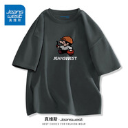 真維斯（Jeanswest）青少年港風(fēng)t恤男女短袖夏季純棉高支數(shù)寬松情侶ins潮流半袖體恤JR 中灰（ZS像素小人） 2XL (175) 適合160-180斤