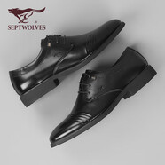 七匹狼（SEPTWOLVES）皮鞋男正裝鞋商務(wù)男鞋系帶英倫鞋子男82533491490-02 黑色 41 