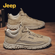 Jeep（吉普）男鞋秋季新品輕便登山鞋網(wǎng)面休閑鞋子男軟底運(yùn)動(dòng)跑步鞋男 1033土黃色 40