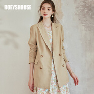 ROEYSHOUSE羅衣氣質(zhì)卡其色西裝外套女春裝新款高級(jí)職業(yè)寬松薄西服10179 卡其色 M