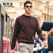 布先生春季新款100%羊毛衫男士小高領(lǐng)毛衣厚純色針織打底衫 【商務(wù)版】半高領(lǐng)-雪茄咖 L (175)