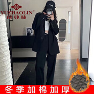 俞兆林  小西裝女2022年秋冬季純欲風(fēng)西裝外套女春新款韓版感炸街上衣時(shí) 黑色加棉 加厚 XL 【建議120-130斤左右）