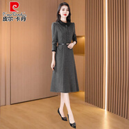皮爾卡丹正式場合氣質連衣裙女2025新款早春秋長袖高檔品牌媽十三行 1-廣州十三行女裝連衣裙高品質氣 L (適合85-105斤)