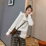 韋戒小個子毛衣開衫洋氣日系甜美娃娃領(lǐng)紅色女春秋寬松外穿慵懶風(fēng)設(shè)計 白色 L  建議115-125斤