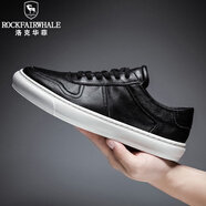 洛克華菲（Rock Fairwhale）新款男鞋潮流韓版板鞋低幫休閑鞋百搭真皮小白鞋男 黑色 41