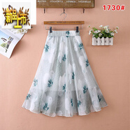 初徑波西米亞短裙女2025夏季雪紡碎花半身裙中長(zhǎng)款復(fù)古印花大擺A字裙 雪紡1730 均碼