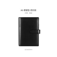 PAPERBOAT真皮筆記本手工活頁(yè)頭層牛皮記事本商務(wù)簡(jiǎn)約高檔辦公會(huì )議記錄本公司禮品筆記本手帳封面可定制logo 【A6】商務(wù)黑-按扣（軟荔紋全牛皮）