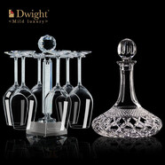 德韋特（DWIGHT）高檔輕奢紅酒醒酒器家用水晶玻璃葡萄酒分酒器創(chuàng)意帶蓋倒酒瓶酒具 醒酒器+銀鉆杯*6+杯架+禮盒 460ml