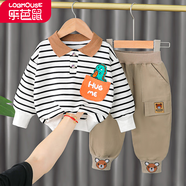 【三件套】樂(lè)芭鼠童裝兒童套裝春秋嬰幼衣服男女童寶寶衛(wèi)衣套裝秋季洋氣時(shí)尚中小童服裝開(kāi)衫外套褲子卡通小熊 黑色（恐龍兩件套） 120碼建議4-5歲(身高105-110cm)