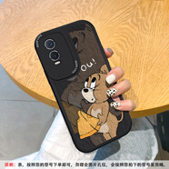 美齡美麗適用VIVOy76s手機殼貓和老鼠y73s鏡頭全包y5s硅膠軟殼Y78卡通+情侶個(gè)性y7sy3皮 黑色-黑底ou杰瑞鼠Jerry vivo U3x