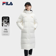 FILA 斐護科技|斐樂(lè )女裝長(cháng)款羽絨服冬季休閑簡(jiǎn)約連帽保暖羽絨外套 云菇白-WT 170/88A/L