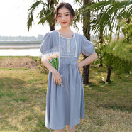 方糖姑娘高初中生少女連衣裙中大童洋氣時尚寬松裙子2025新款學生公主裙 5012DYR藍色 XL