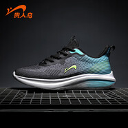 貴人鳥(niǎo)男鞋休閑鞋新款夏季飛織網(wǎng)面透氣跑步鞋學(xué)生減震 黑/藍/白 40