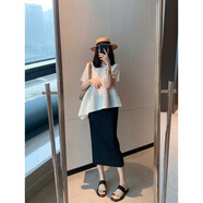 MODX香港女裝三宅上衣女 褶皺上衣不規則百褶短袖夏寬松中長(cháng)款小眾圓 米白色 短袖不規則上衣 1碼