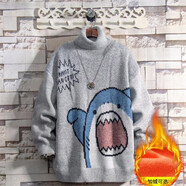 柯菲沃毛衣男慵懶風(fēng)卡通動(dòng)漫針織衫毛衣男加厚情侶裝個(gè)性街頭痞帥針織衫 魔王-810高領(lǐng)淺灰色 加絨 S