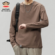 大嘴猴（paul frank）純棉長袖T恤秋季厚款寬松潮流圓領打底衫男裝新款百搭休閑上衣服 咖啡色8072 L【建議105-120斤】
