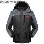 男士沖鋒衣冬季 男女戶外沖鋒衣加絨加厚棉服外套反光條騎車防風(fēng)衣定制勞保工作服 工裝版黑色-加絨加厚 大口袋 3XL 【建議130-150斤】