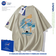 NASA GISS短袖t袖男重磅純棉夏季新款百搭寬松oversize簡約風(fēng)體恤衫 牛油果綠 S體重85-110斤