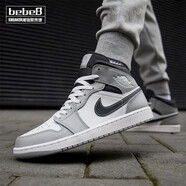 耐克（NIKE）【嚴(yán)選好物】bebe8耐克AJ1 Air Jordan 1 MID 男女中幫休閑籃球鞋  煙灰灰白554724-078 42
