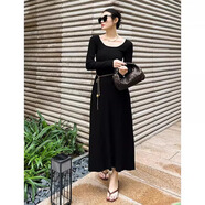 美洋（MEIYANG）夢(mèng)中情人連衣裙內搭中長(cháng)款針織裙時(shí)尚休閑修身顯瘦新款針織裙子女 黑色 S