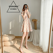 SHIROMA小個子碎花連衣裙女夏年新款小眾復(fù)古顯瘦印花裙子 花色 S