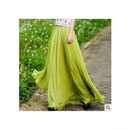 萬(wàn)派摩米大擺半身裙歐美拖地新款顯瘦夏季顯瘦雪紡半身長(cháng)裙 孔雀綠 M （建議159-164cm穿）