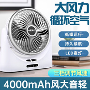 XAXR 小風(fēng)扇桌面usb小電扇可充電式學(xué)生宿舍辦公室桌面臺(tái)式循環(huán)冷風(fēng)扇大風(fēng)力低音插電小型手持風(fēng)扇 極光銀旗艦版【4000毫安】三擋調(diào)節(jié)