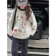 deciuhlae孫小美kids女童春秋衛(wèi)衣2025新款秋冬裝兒童加絨加厚上衣打底衫潮 花灰色常規(guī)厚度 cm 110