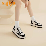 索菲婭小白鞋百搭新款撞色鞋尾休閑舒適厚底加絨女鞋學(xué)生板鞋運動(dòng)鞋女 SF33112067黑色 36