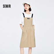 森馬森馬連衣裙女純棉裙子寬松個(gè)性夏季新款抽繩背帶裙甜酷風(fēng)帥氣 淺卡其5371 150/76A/XS