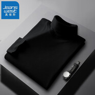 真維斯（JEANSWEST）T恤長袖2025秋冬上衣內(nèi)搭保暖秋衣加厚打底衫男長袖體恤內(nèi)搭衣服 黑【高領(lǐng)純色】 3XL(推薦170-190斤)