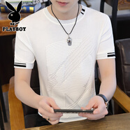 花花公子（PLAYBOY）短袖t恤男夏季2025新款韓版潮流修身圓領(lǐng)上衣休閑涼感透氣男裝 白色C-2450HH17932 XL