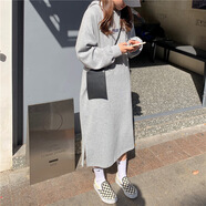妙奕嘉連帽衛衣裙女裙子長(cháng)袖連衣裙春季秋季新款韓版ins長(cháng)裙休閑百搭 COMFIDENCE衛衣長(cháng)裙【灰色】 均碼 【建議90-130斤】