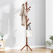 宜造（YIZAO） 宜造衣帽架落地臥室掛衣架簡(jiǎn)易衣服架子家用衣架置物架鞋架 【櫸木】胡桃色三腳款+圓頭掛支