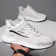 夏威保羅 HAWEIPAUL增高鞋男10cm冬季加絨男士休閑真皮皮鞋厚底運動(dòng)鞋隱形內增高男鞋 白色 基礎款 2331 40