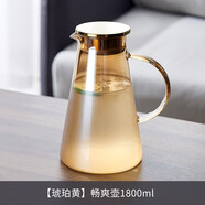 DELISOGA冷水壺玻璃耐高溫家用涼白開水杯大容量泡茶壺耐熱扎壺夏季果汁瓶 【琥珀】暢爽壺【能裝3斤半水】