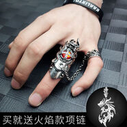 曉夢朋克網(wǎng)紅非主流戒指男士潮個(gè)性復(fù)古蹦迪指環(huán)鷹爪韓版單身冷淡 JZ-172+XL-033紅色