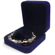 GOSTWO 絨布珠寶首飾禮盒套裝盒項鏈盒手鐲盒戒指盒耳釘盒圣誕節禮物盒  深藍 - 手鐲盒