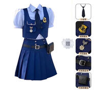 SOKGUIN兔子警官cos衣服服裝朱迪女頭飾帽子秋裝裙子瘋狂動(dòng)物城套裝 兔子警官馬甲+襯衫+百褶裙 S