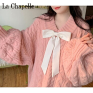拉夏貝爾（La Chapelle）2023秋冬溫柔甜美寬松韓版V領(lǐng)外穿慵懶風(fēng)粉色蝴蝶結毛衣女美拉德 純100自動(dòng)發(fā)熱粉色 純100自動(dòng)發(fā)熱S80斤到90斤
